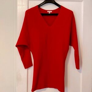 Leith knit Red dress , V neck, S Viscose
